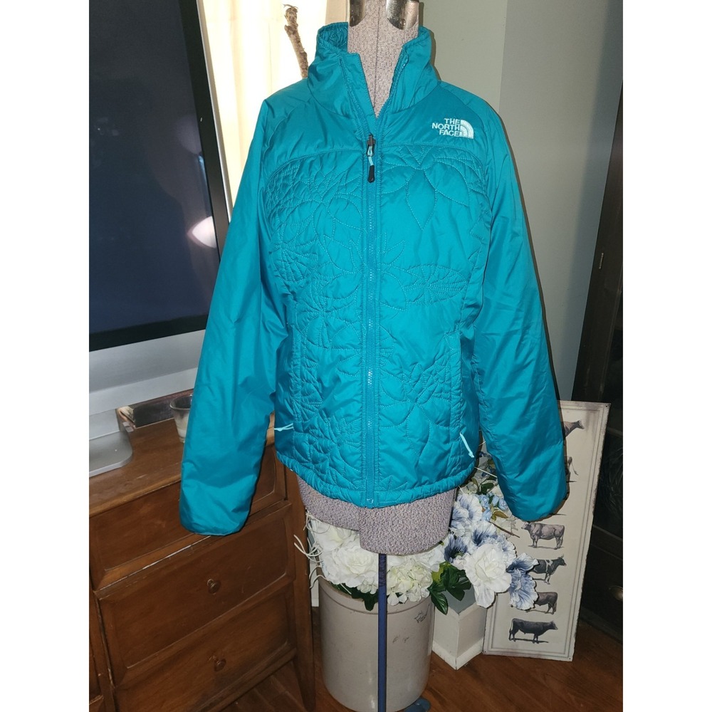 Womens The North Face Quilted Puffer Teal Blue Green Insulated Jacket Coat Mediu
